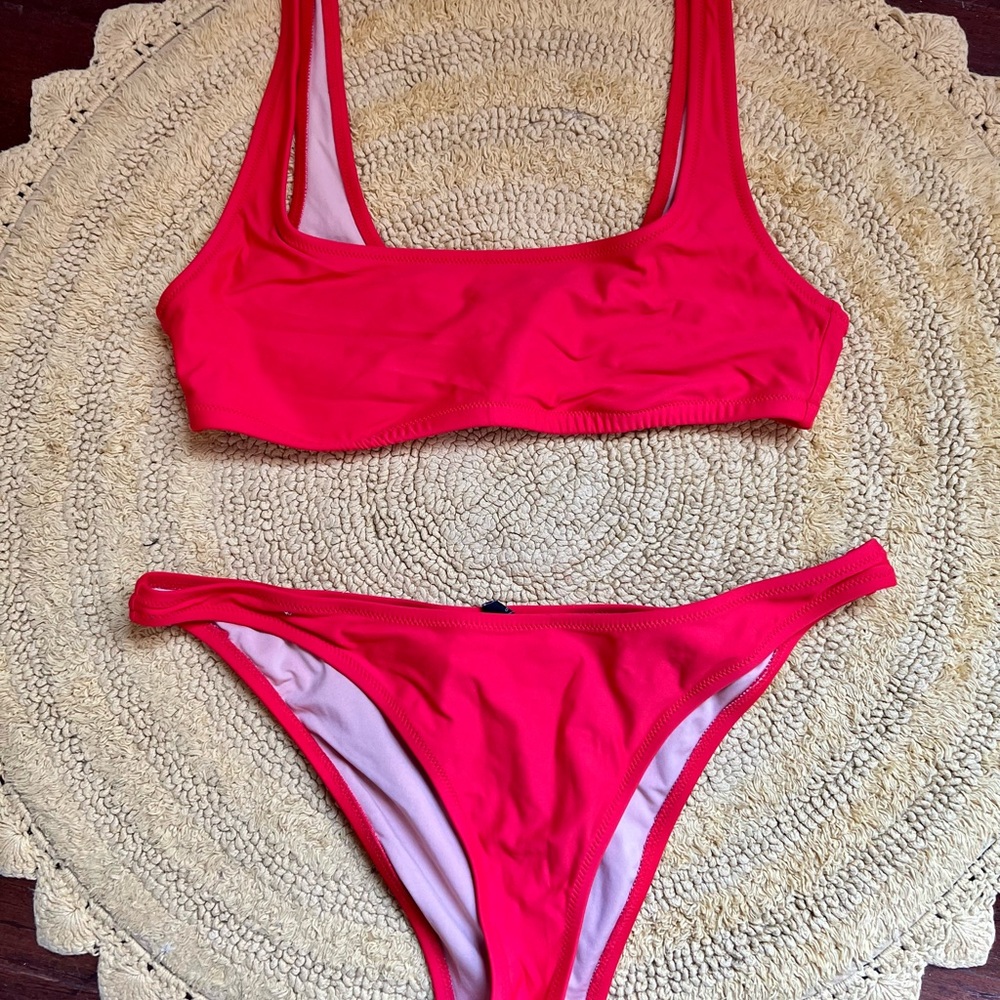 J. Crew Bold Red Sporty Bikini Set